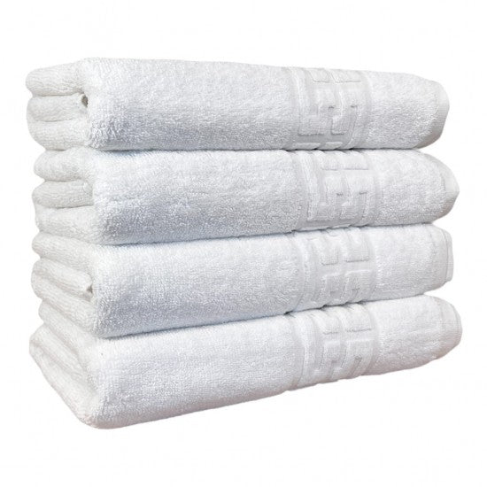 Set 4 prosoape corp, Bumbac 100%, 70x130 ,Model Greek Border, Alb, PCM33
