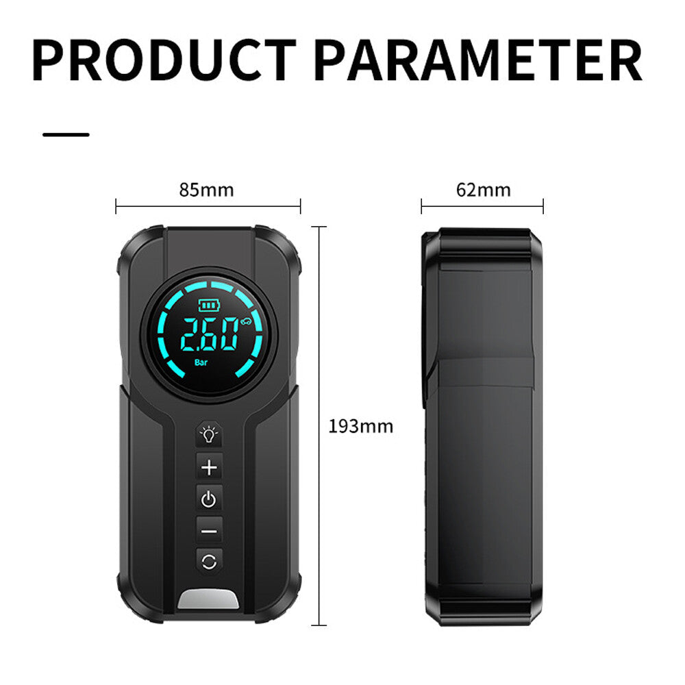 Compresor si redresor auto multifunctional, 2 in 1 cu pornire urgenta, lanternă, afisaj digital si baterie externa, portabil