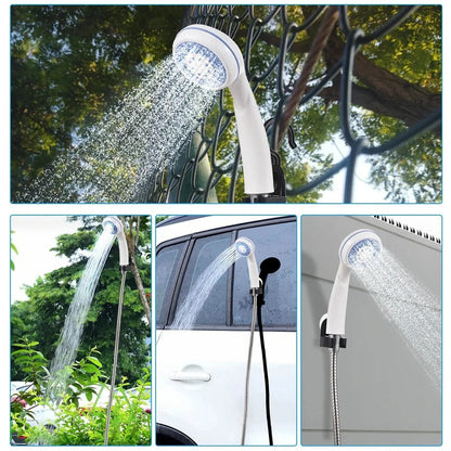 Dus portabil pentru camping cu pompa electrică reîncarcabila