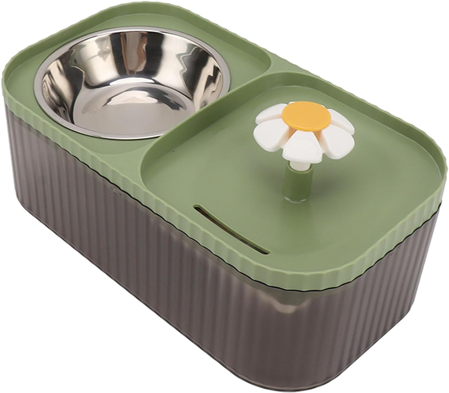 Dispenser automat de apa cu bol pentru mancare, pompa inteligenta tip fantana cu floare pentru caini si pisici