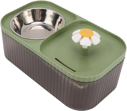 Dispenser automat de apa cu bol pentru mancare, pompa inteligenta tip fantana cu floare pentru caini si pisici