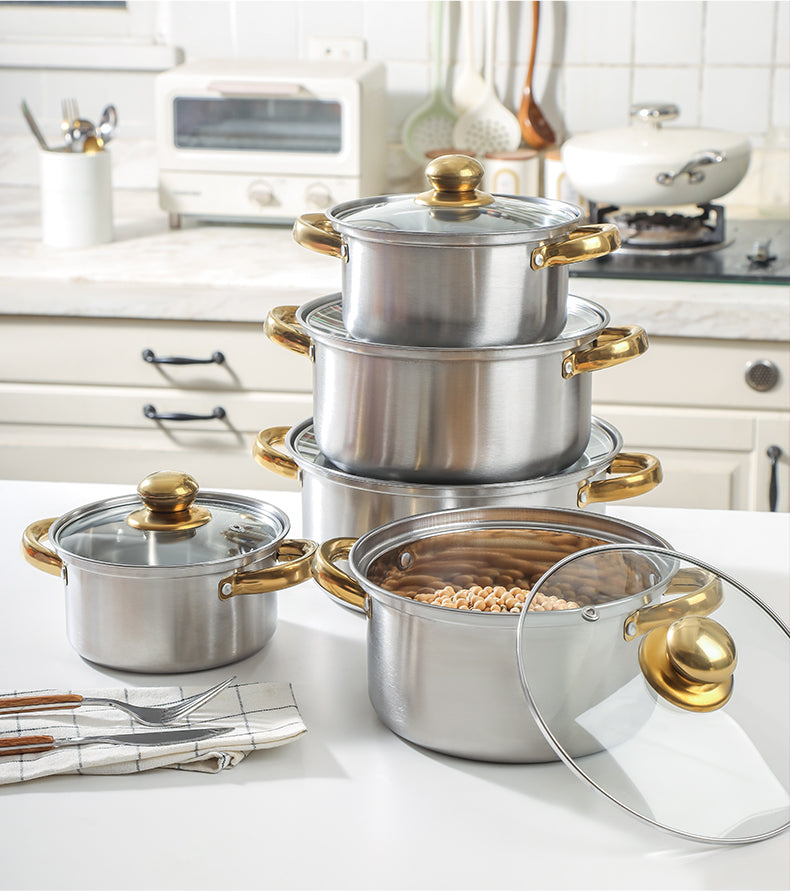 Set complet 5 oale de inox, capace de sticla, 10 piese,