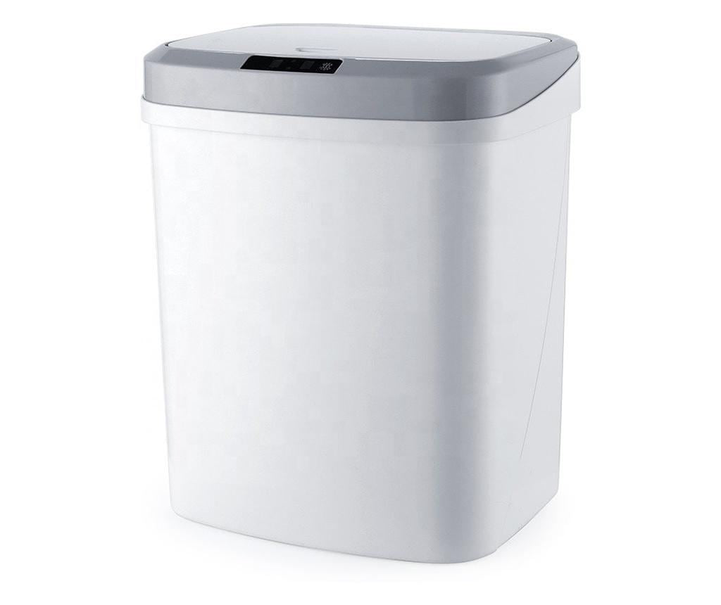 Cos de gunoi inteligent din plastic cu senzor, alb/gri