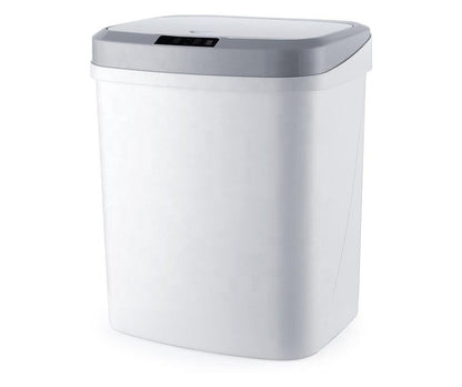 Cos de gunoi inteligent din plastic cu senzor, alb/gri