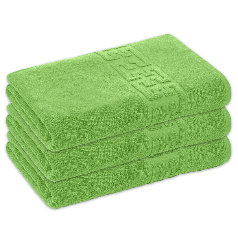 Set 3 prosoape medii, Bumbac 100%, 50X90 ,Model Greek Border, Verde, PF25